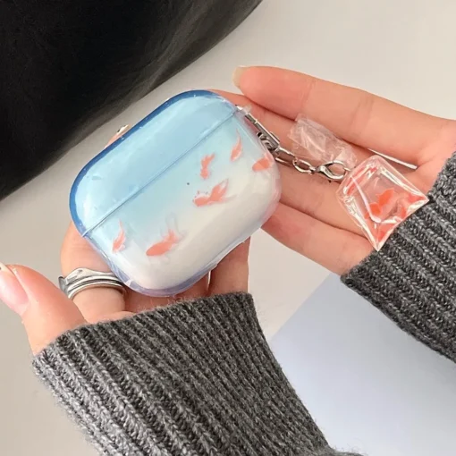 Goldfish Pattern TPU Soft Case with Pendant for AirPods 2 3 4