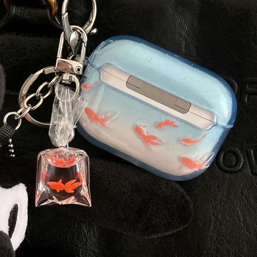 Goldfish Pattern TPU Soft Case with Pendant for AirPods 2 3 4 - Image 4