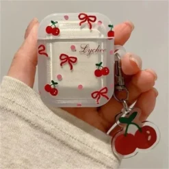 Bow Cherry Headphone Case with Charm for Apple AirPods 1 2 3 4 Pro 1 2