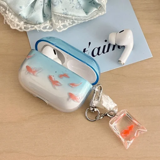 Goldfish Pattern TPU Soft Case with Pendant for AirPods 2 3 4 - Image 3